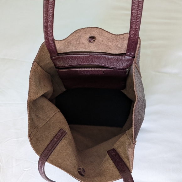 NEW La Borsa Italian Leather Tote Bag, Burgundy Color - Picture 12 of 13